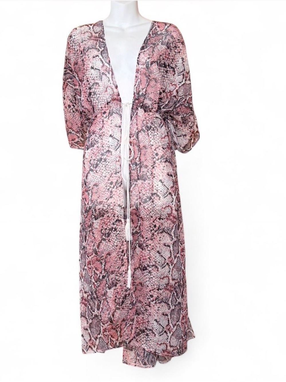 Red Snake-Print Lightweight Cover-Up Robe